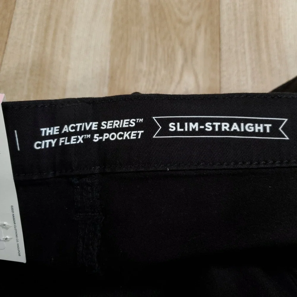 Haggar Active Series City Flex 5-Pocket Slim Straight Black Pants 40x30 NEW
